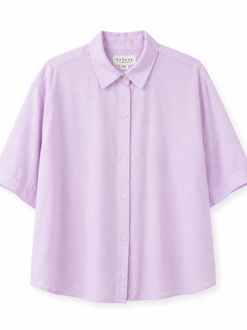 Velvet by Graham & Spencer Pale Lavender Short-Sleeve Button Shirt